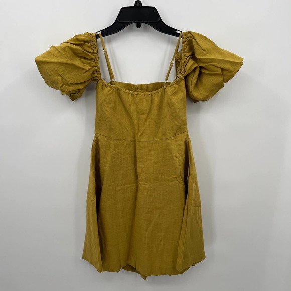 J.O.A Women's Cold Shoulder Button Up Dress in Mustard Yellow Size XS - Picture 4 of 4